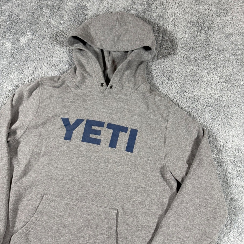 YETI Gray Pullover Sweatshirt Graphic Hoodie Blue Size Small
